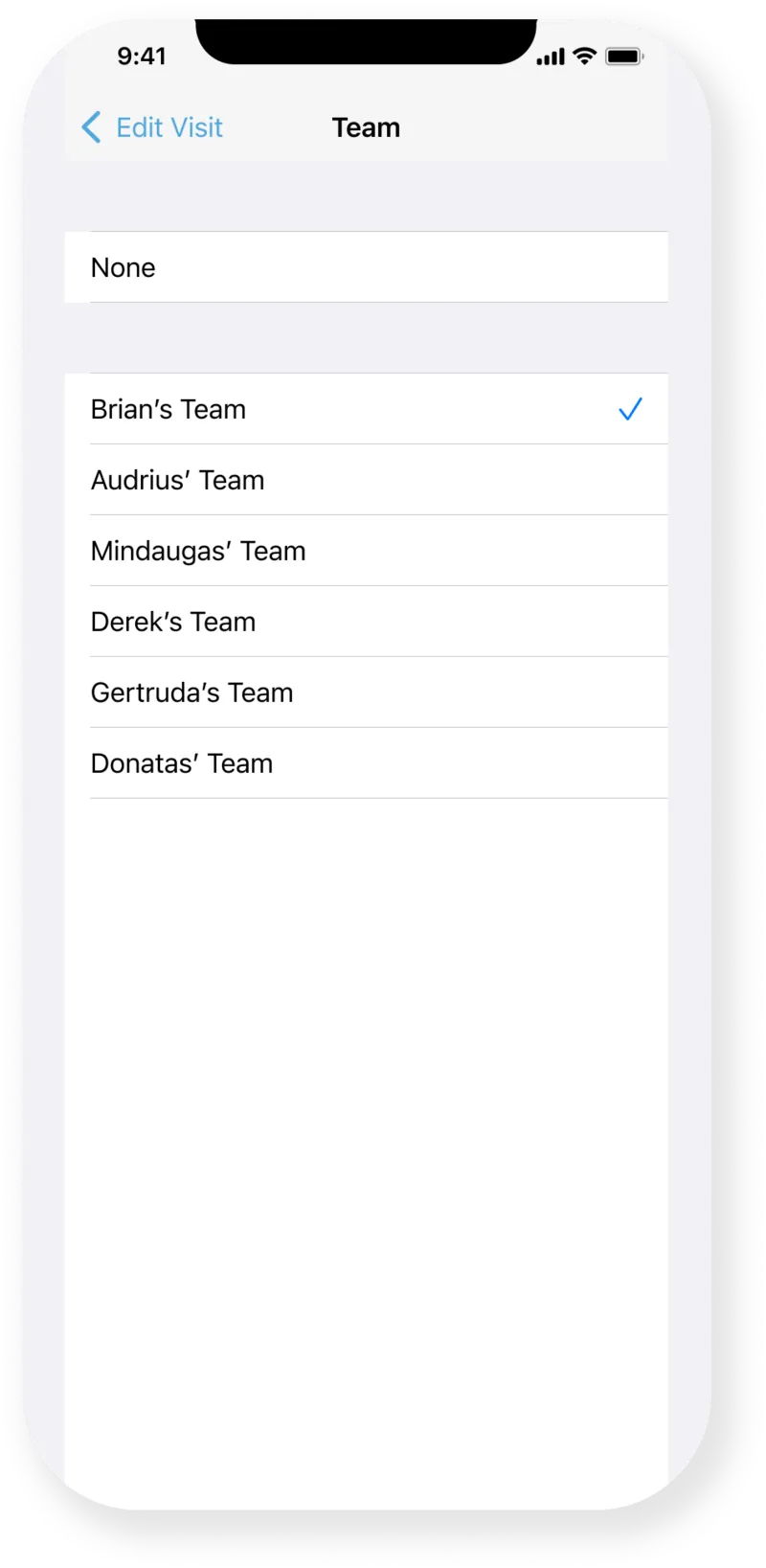 Assigning a team.