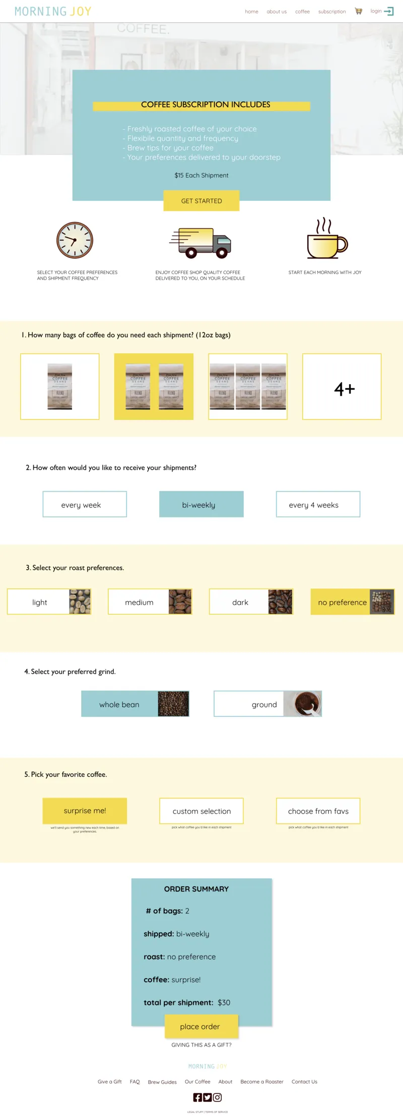 Building a subscription.