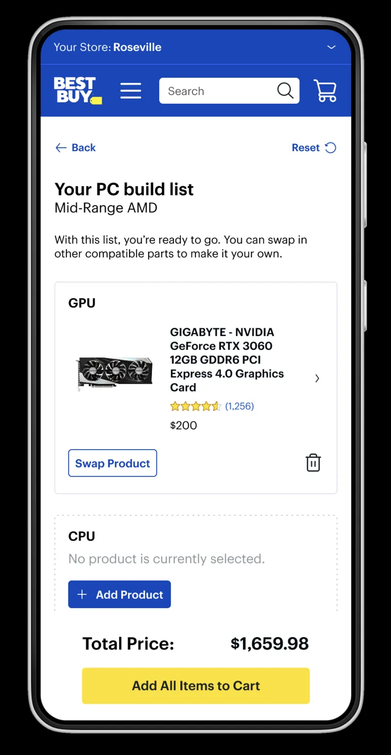 PC gaming configurator, choosing a processor.