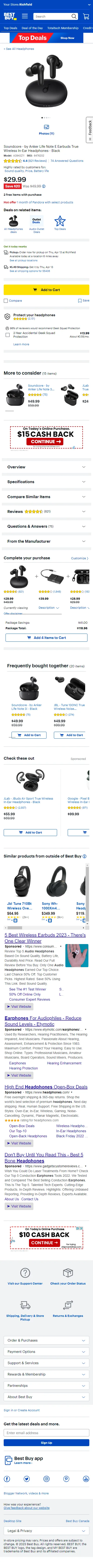 The original Best Buy product details page for a pair of headphones, top to bottom.
